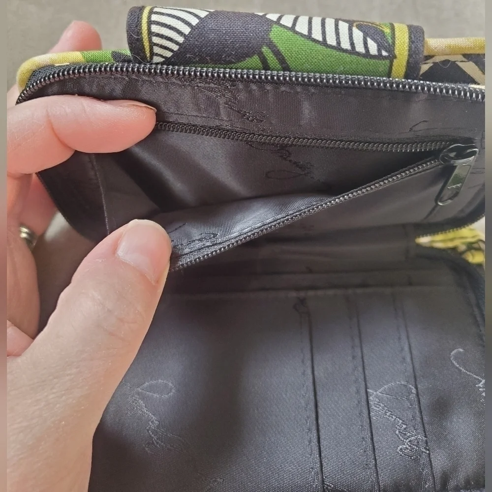 Vera Bradley Wallet Wristlet LA NEON ROSE Green Lime 5.5